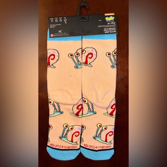 SPONGEBOB SQUAREPANTS “GARY” ODD SOX NOVELTY CREW SOCKS NWT MEN’S SHOE SIZE 6-13 - Picture 2 of 2